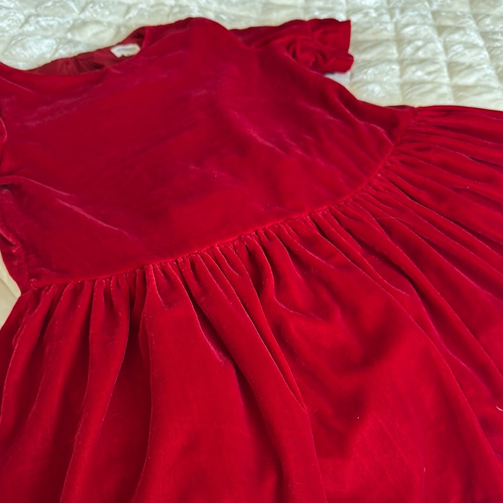 Elegant Red Velvet Kids Dress